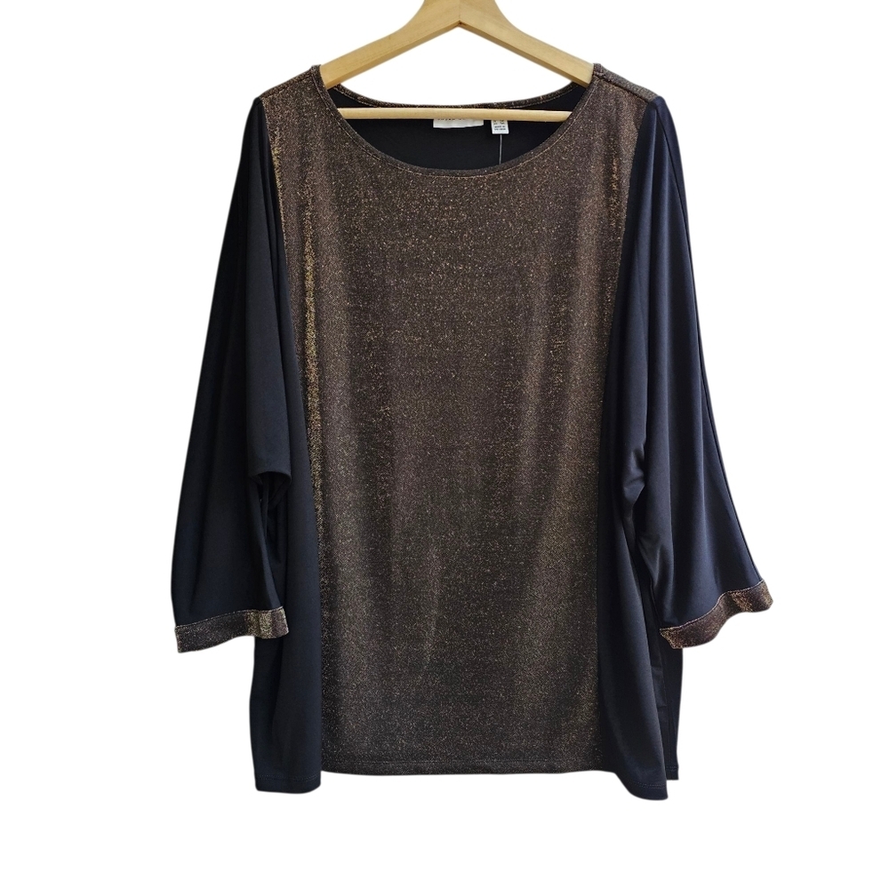 NWT Susan Graver Metallic Sparkle Color Block Dolman Top with Poshmark Size 2X